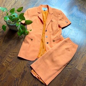 Orange tweed business suit